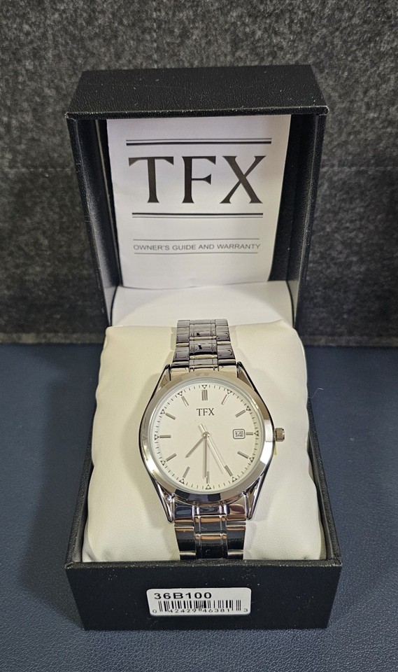 TFX by Bulova Stainless Steel Silver Tone Date White Dial Men's Watch ...
