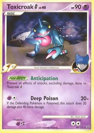 1x Toxicroak [G] - 40/127 - Rare Heavily Played Pokemon Platinum