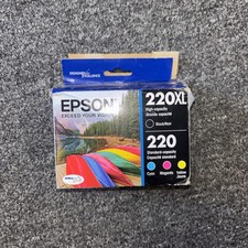NEW - Epson 220XL Black 220 Cyan Magenta Yellow Ink Cartridges EXP 05/23