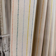 Handcrafted Striped Curtains Linen Blend Natural Beige Custom Drapery Panels