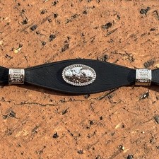 Top Notch Accessories Western Style Rooster Concho Black Leather Cowboy Hat Band