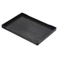 "14X10\" Schnellimbiss-Tablett, Kunststoff, Rechteckig, Holzoptik,, Schwarz"