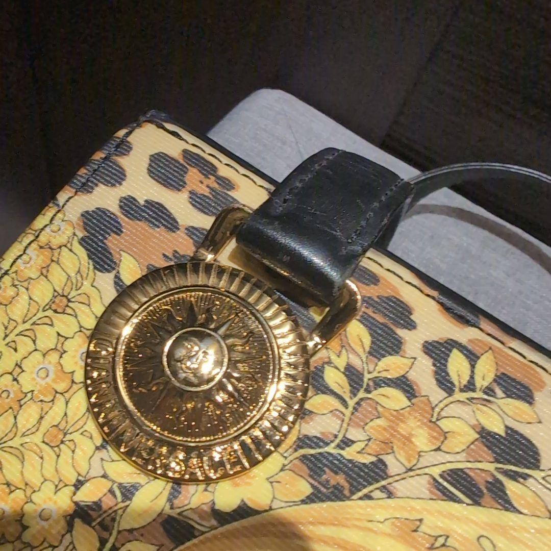 Versace Leopard Print Gold Sun Pattern Handbag Vi… - image 5