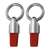 2 StüCk Auto SchlüSselring Clip, Leder SchlüSselanhäNger, Silberfarben Rot