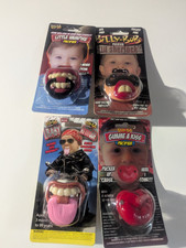lot of 4 BABY billy Bob teeth PACIFIERS - vampire kiss moustache biker