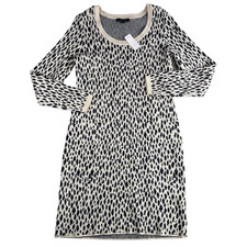Ann Taylor Sweater Dress Womens S Animal Print Wool Blend Midi Winter Cozy NWT