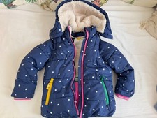Mini Boden 6-7 Sherpa Lined 2-1 Vest Jacket Navy Blue Stars w/ Colorful Trim