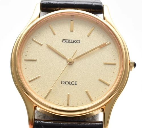 Near Mint / Vintage 2001 Seiko Dolce 8J41-6100 Gold Dial Quartz Men's Watch