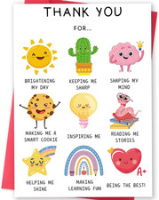 Funny Thank You Card for Teacher, Cute Daycare Teacher Appreciation Cards Gifts