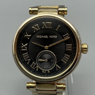 Michael Kors Womens Watch 39mm Black Dial Roman Numeral Gold Tone