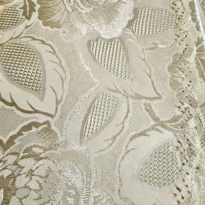 Damask Tablecloth 70in Round Beige Ant. White Victorian NIP Classic Floral Read!