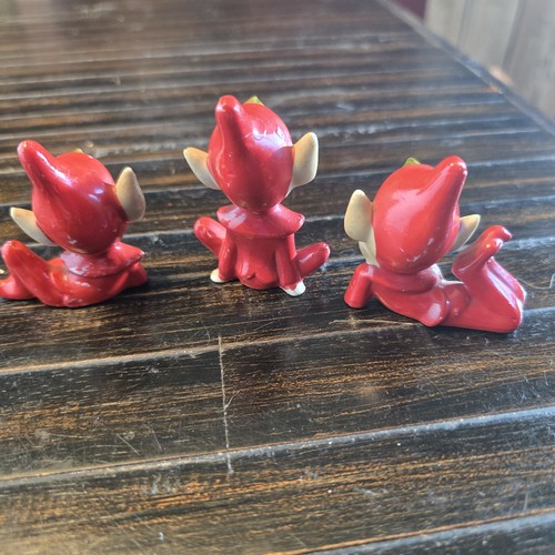 Vintage Pixie Elfe Keramik Figuren Rot Made In Japan - Bild 3 von 6