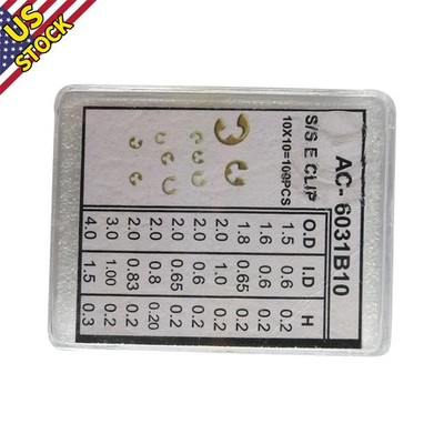 90Pcs 9 Sizes Chronograph Watch Pusher Button C-clip E Clip Circlip Ring Tool