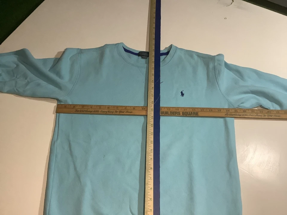 Polo Ralph Lauren Fleece Crewneck Sweatshirt Sweater Boys XL 18-20 CYAN color - Image 4 of 4
