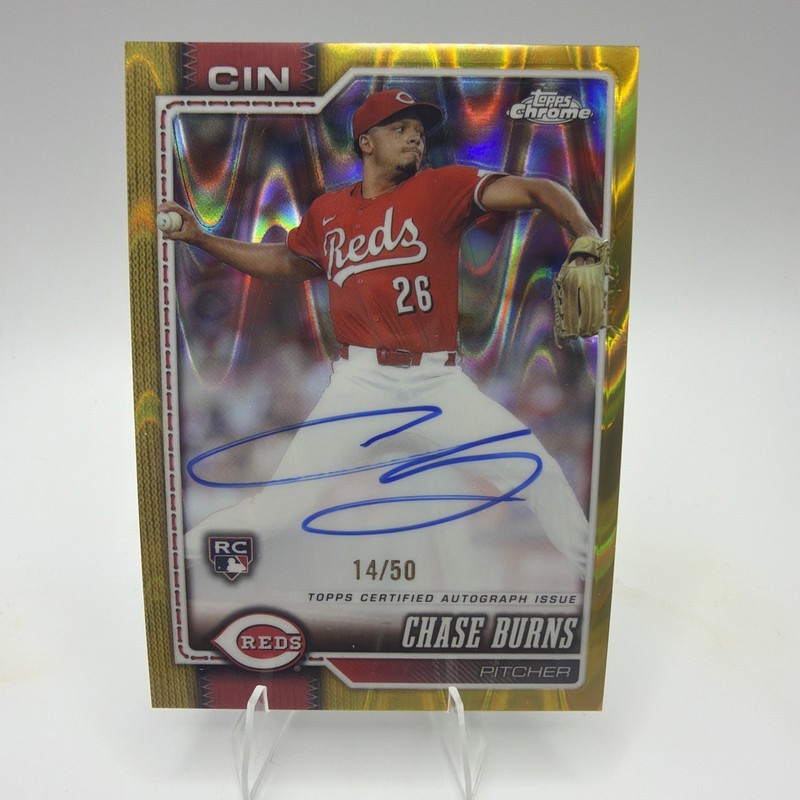 2026 Topps Chrome Baseball Chase Burns Gold  Raywave14/50 Rookie Auto RA-CB Reds