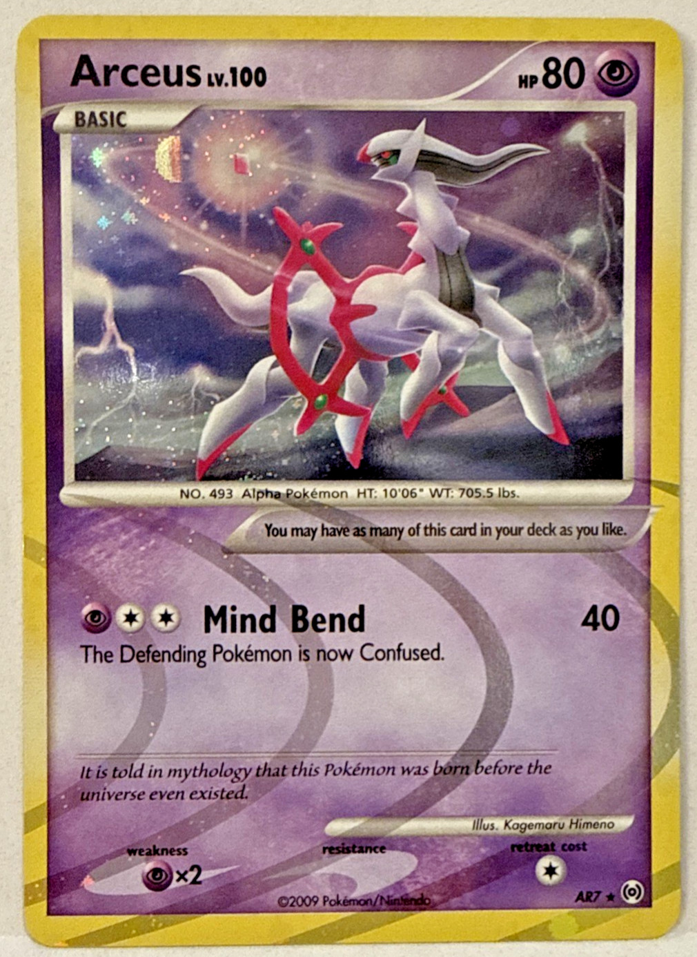 Pokemon TCG Arceus - AR7 - Platinum Arceus Holo Rare Card - NM