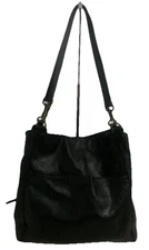 American Leather Co Soft Leather  Shoulder Bag Purse Black Triple Compartment