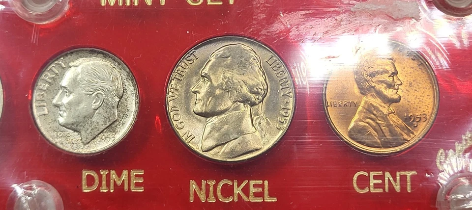 1953 D U.S. Mint Set in Red Capital Plastic Holder - Image 4 of 4