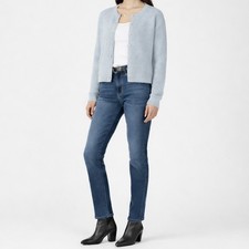 Eileen Fisher Organic Cotton Chenille Knit Cardigan Frost Blue Size Large