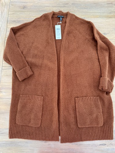 NWT Eileen Fisher Nutmeg Organic Cotton Long Cardigan, XL