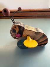 Vintage Mid-Century 1950’s Fisher Price Buzzy Bee Wooden Pull Along Toy #325