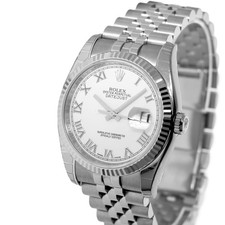 Rolex Datejust 36mm NOS White Gold & Steel White Roman Dial & Fluted 116234