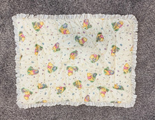 Disney Classic POOH Vintage Lace Trim Quilt Winnie the Pooh Baby Blanket 34"x25"