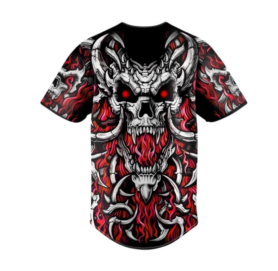 Brocade Pattern Native Skull Baseball Jersey