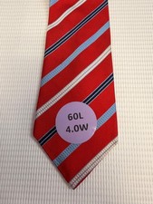 VALENTINO ITALY Red Striped Silk Tie - 60L 4.0W