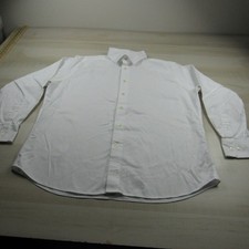 David Donahue Shirt Mens 2XL XXL 18 34 35 White Trim Button Down Cotton