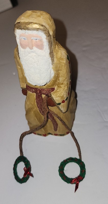 Vintage 98' 6" Kurt Adler  Hand Carver, Painted, Signed Old World Wood Santa