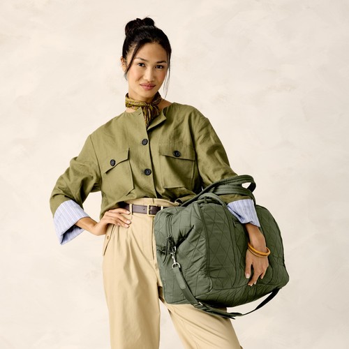 Vera Bradley Performance Twill Large Miramar Weekender Bronze Green - Picture 5 of 6