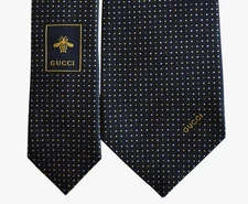 🆕️NEW Authentic GUCCI Dark Blue 100% SILK Men's Narrow Tie