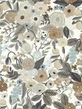 Rifle Paper Co RI5121 Garden Party Brown Beige Blue Floral Wallpaper York