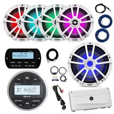 JBL Marine Radio, Remote, Amp, Kit, Accessories, 10" Sub, 4x 6.5" LED Speakers