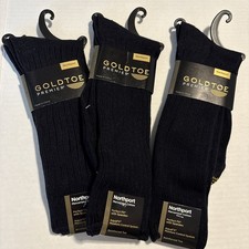 NEW Gold Toe Men  s Lot of 3 Pairs Socks Size 10-13 Black Northport