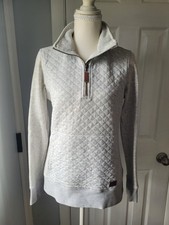 L.L.Bean Quilted Quarter Zip Pullover Sweatshirt Gray Fleece Lined Women's XS