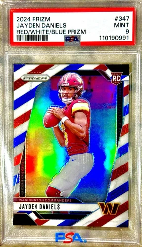 2024 Panini Prizm - Jayden Daniels #347 Red White & Blue Prizm (RC) PSA MINT 9