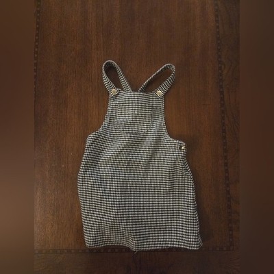girl 2t black white checkered overall dress Max Studio