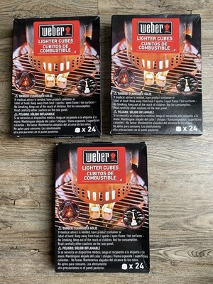 NEW Lot Of 3! Weber Lighter Cubes Fire Starter (24 Cubes X 3 = 72 Cubes!)