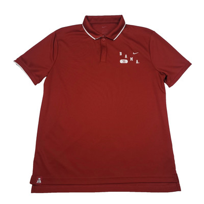 Nike Alabama Crimson Tide Dri Fit Polo Shirt Men's L Performance BAMA Logo UPF