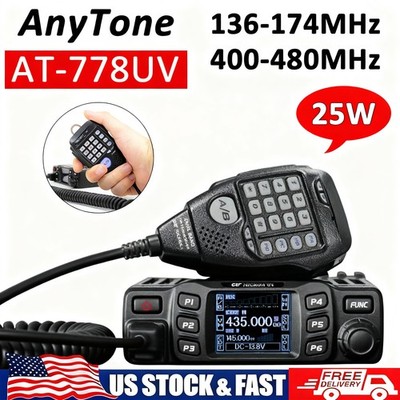 AT-778UV Car Radio 25W Dual Band Transceiver 136-174MHz 400-480MHz Walkie Talkie