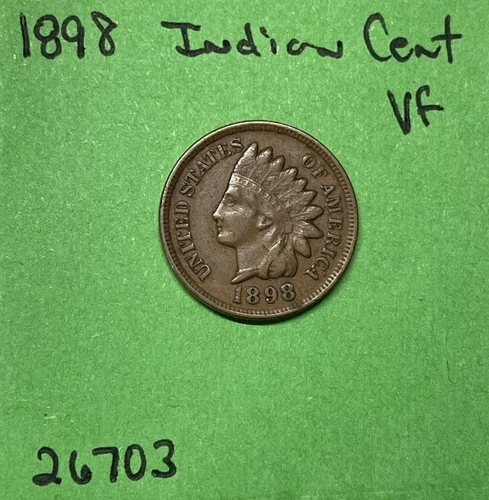 1898 Indian Head Cent / Penny 1c Vf Very Fine