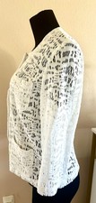 Chico's White Lace Snap-closure 3/4 Sleeve Front-pockets Women's Jacket sz 1