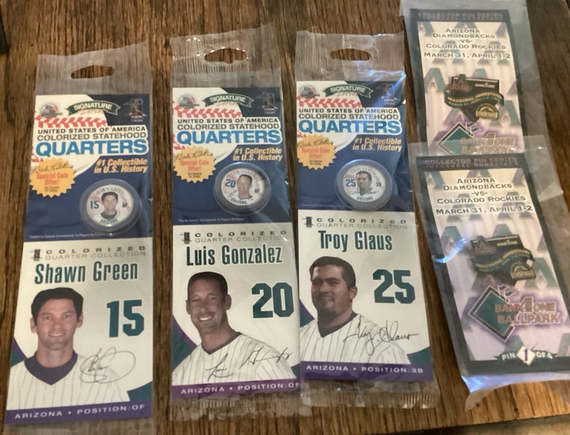 LOT of 3 Sealed 1998 COLORIZED QUARTER - Glaus, Gonzalez,Green And 2 Pin’s