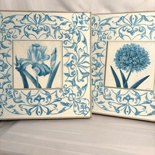 Azulejo Enmarcado Arte Shely Delft Estilo Iris Allium Azul 15 X 15 Chinoiserie Botánica