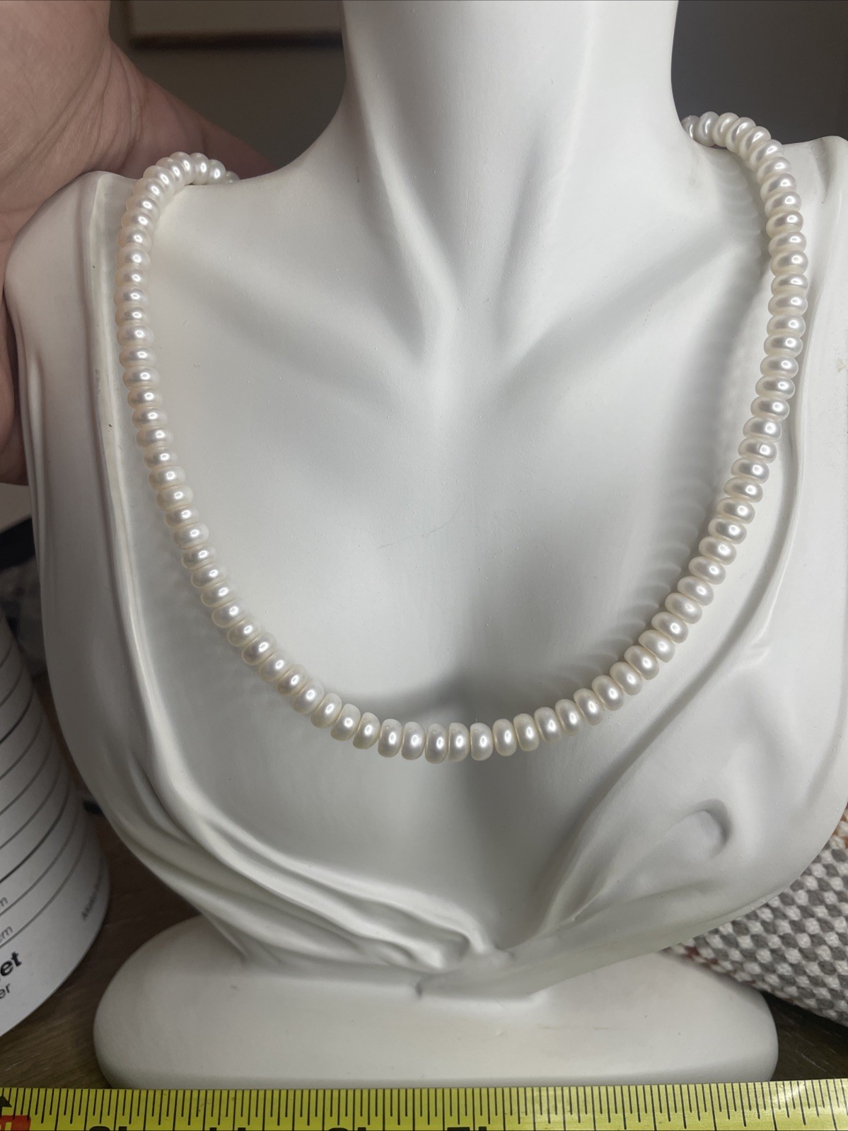 18” Button Pearl Necklace With Solid Sterling Har… - image 1
