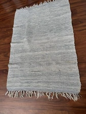 Vintage Woven Rag Rug Blue