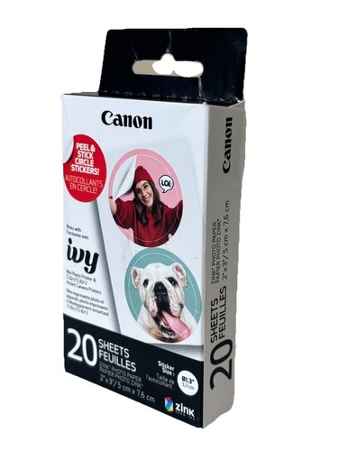 Canon Ivy Zink Pre-Cut Circle Sticker Photo Paper 20 Sheets 1.3” Cliq+/Cliq+2 - Bild 3 von 7