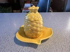 Red Wing Hostess Ware Group Yellow Pineapple Marmalade With Attached Stand